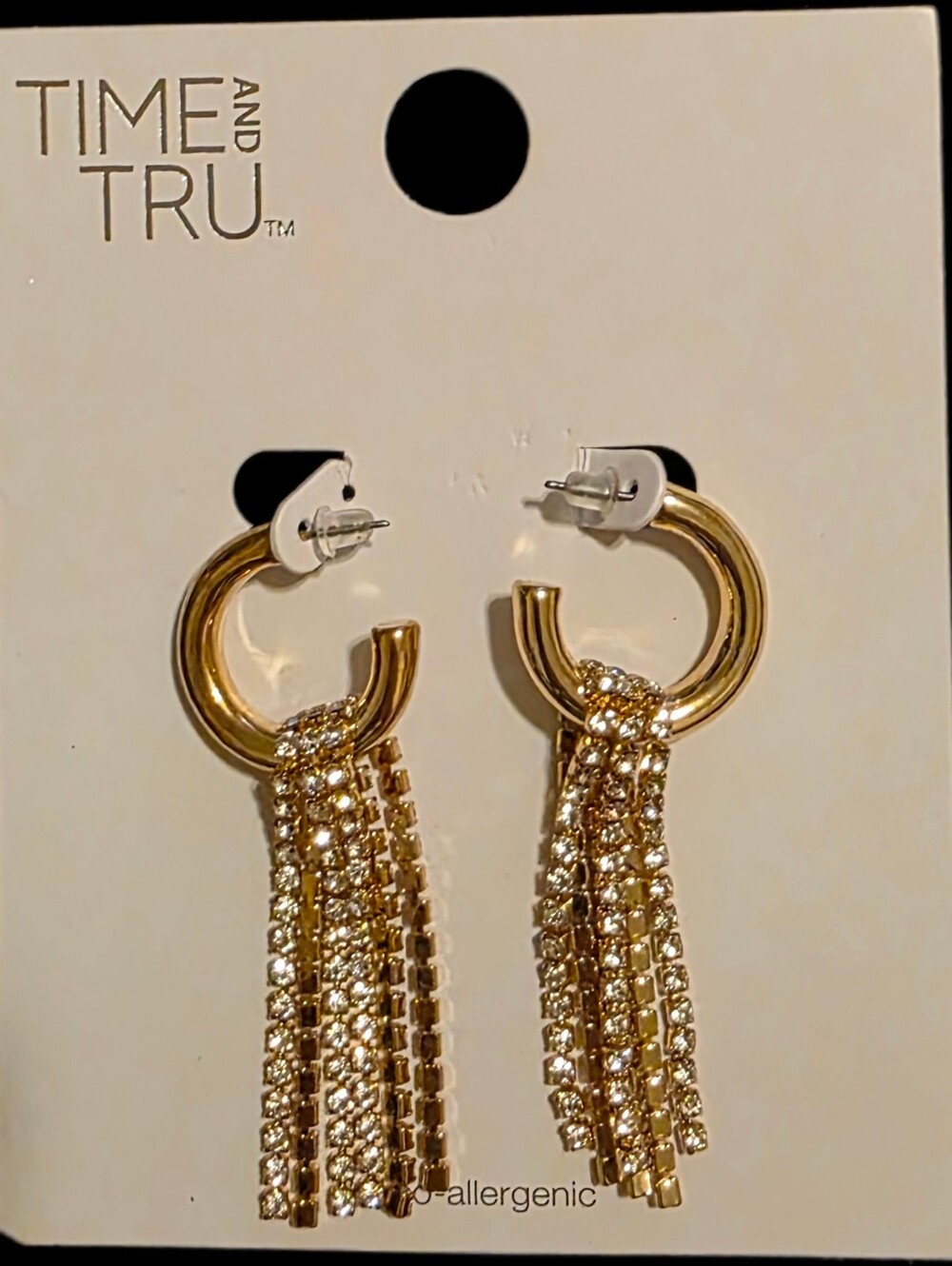Crystal Tassel Hoop Drop Earrings